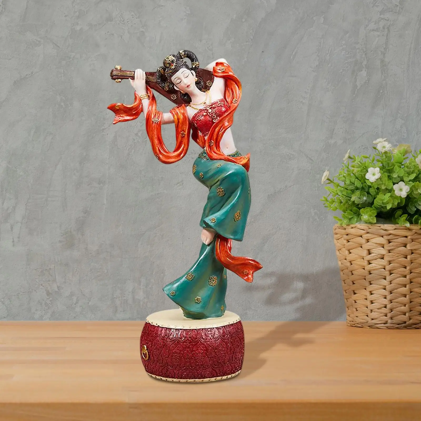Chinese Dunhuang Flying Figure Statue Maiden Figure Decorative Flying Lady God Sculpture for Home Cabinet Table Bookshelf Decor