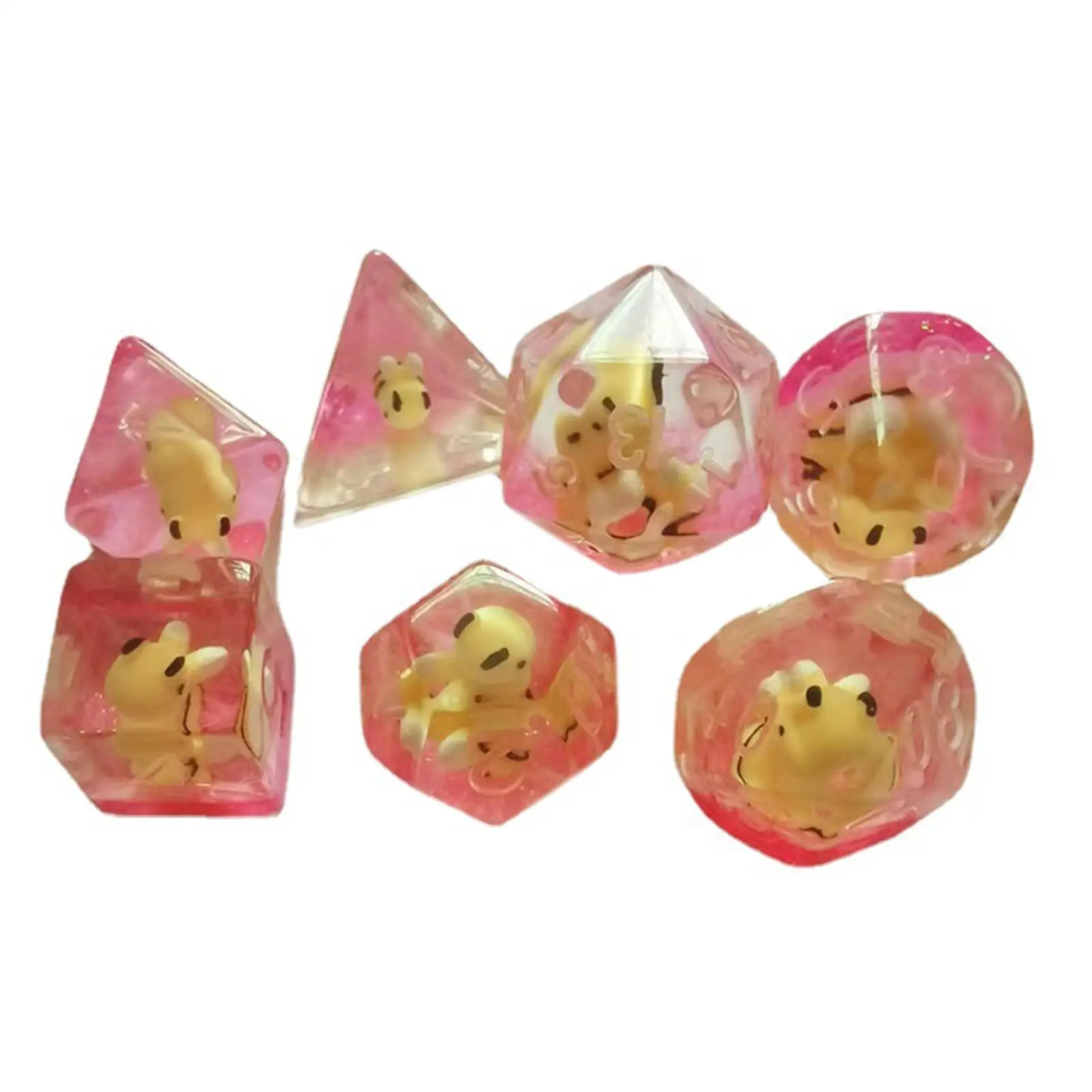 7 Pieces Resin Polyhedral dices Set Filled with Honeybee Rounded Corners Toys for Role Playing Games Table Games Party Supplies