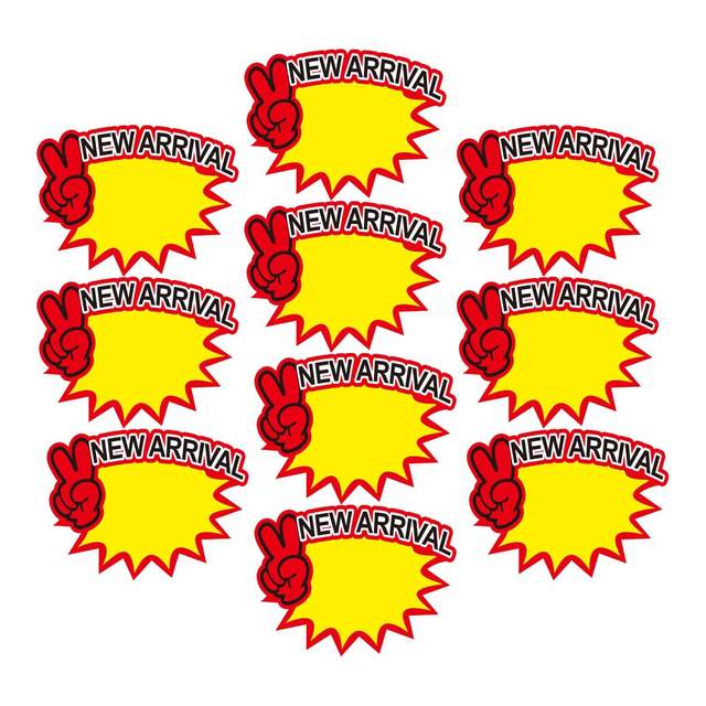 100 Cartellini Prezzi Vuoti 11x8 Cm - Forma Esplosione Stellare, Per Offerte Supermercati E Negozi (Giallo) - Foto 5