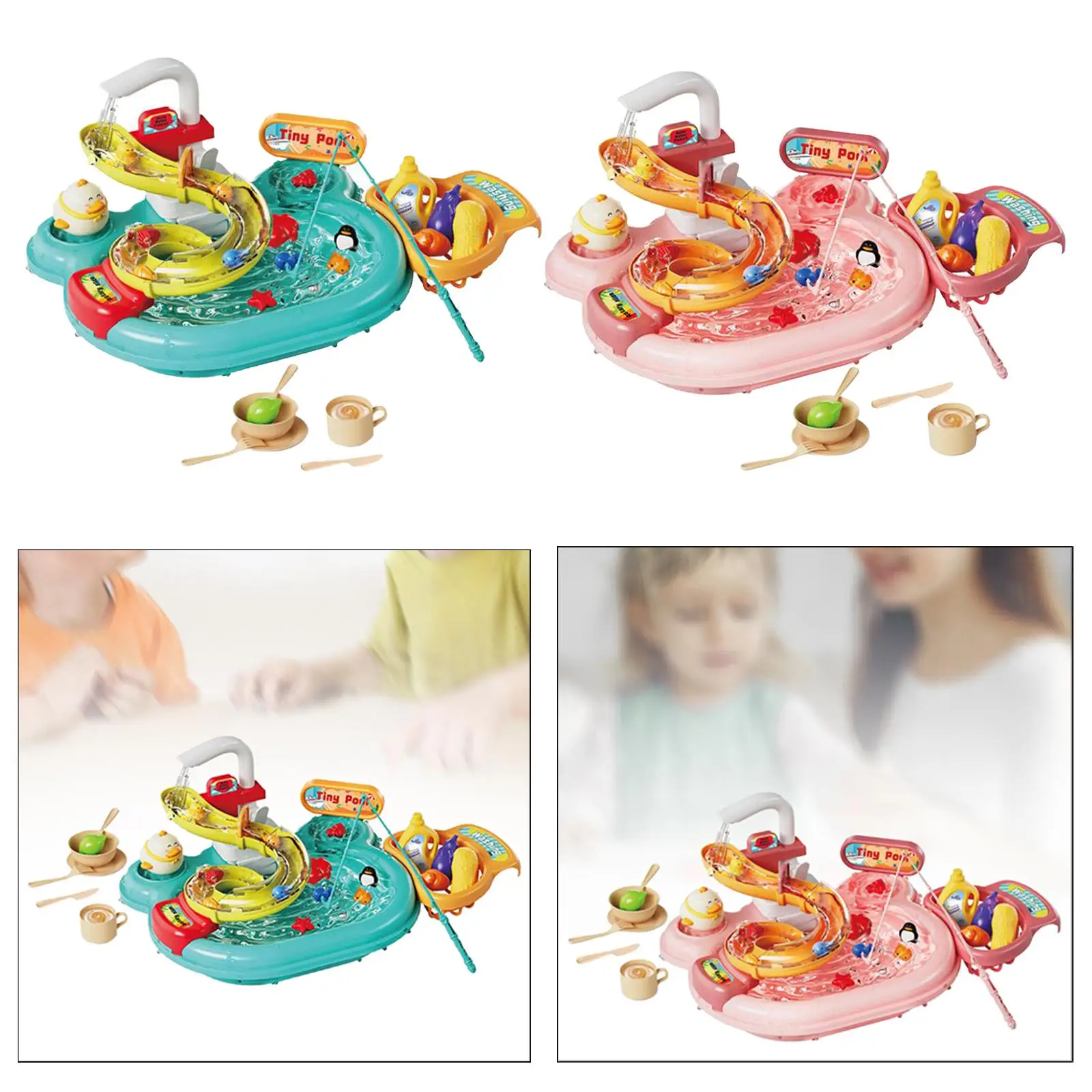 Kitchen Sink Toy House Pretend Role Play Toys Automatic Water Cycle System Playset for Play House Kitchen Role Play