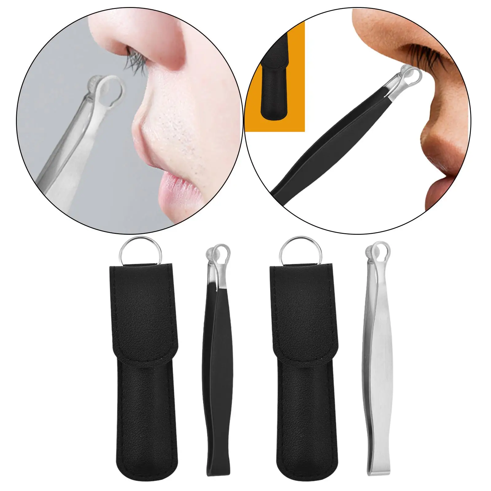 Nose Hair Trimming Tweezers Round Tip Portable for Brow Makeup Nose Cleaning