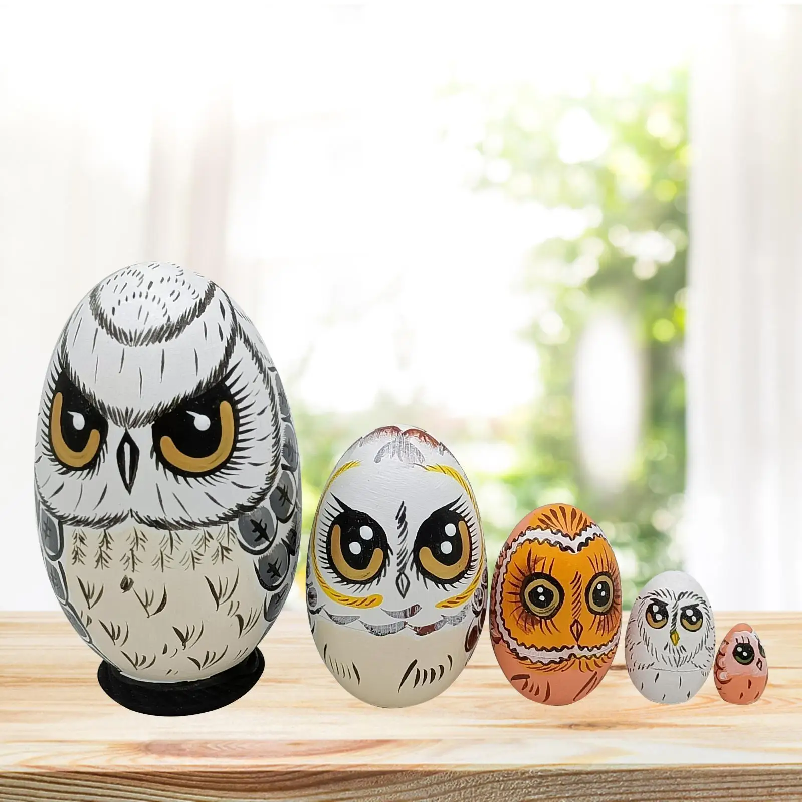 5x Owl Russian Nesting Dolls Ornaments Matryoshka for Tabletop Halloween