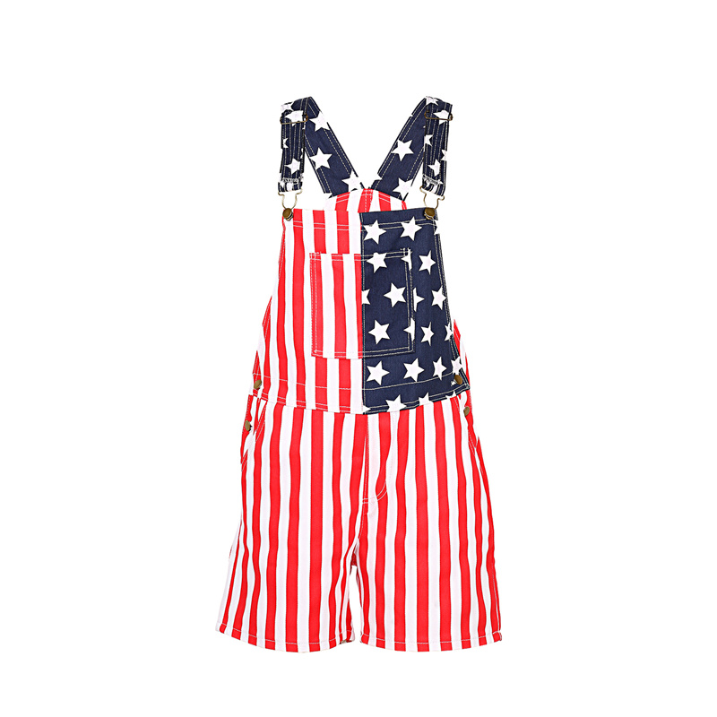 Unisex Independence Day Romper, Verão Bandeira Americana