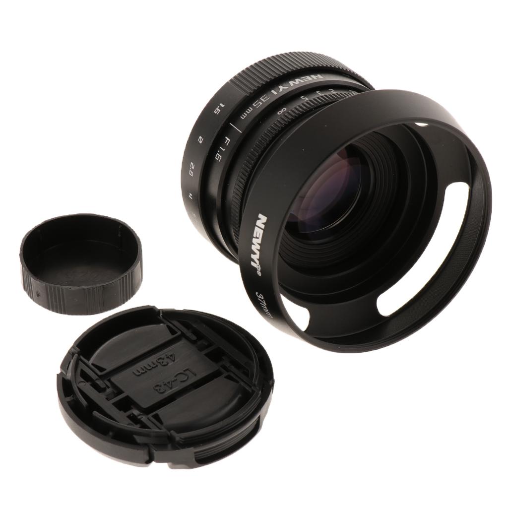 35mm F1.6 APS-C C Mount Lens with Adapter 4/3 Mount Mirrorless Camera (Black)