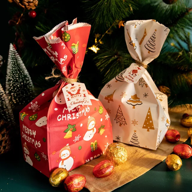 Sac Cadeau Noël - Bonhomme de Neige - Sac Cadeau Carton - Set de 12 Pièces  - 24x19x7,5 cm