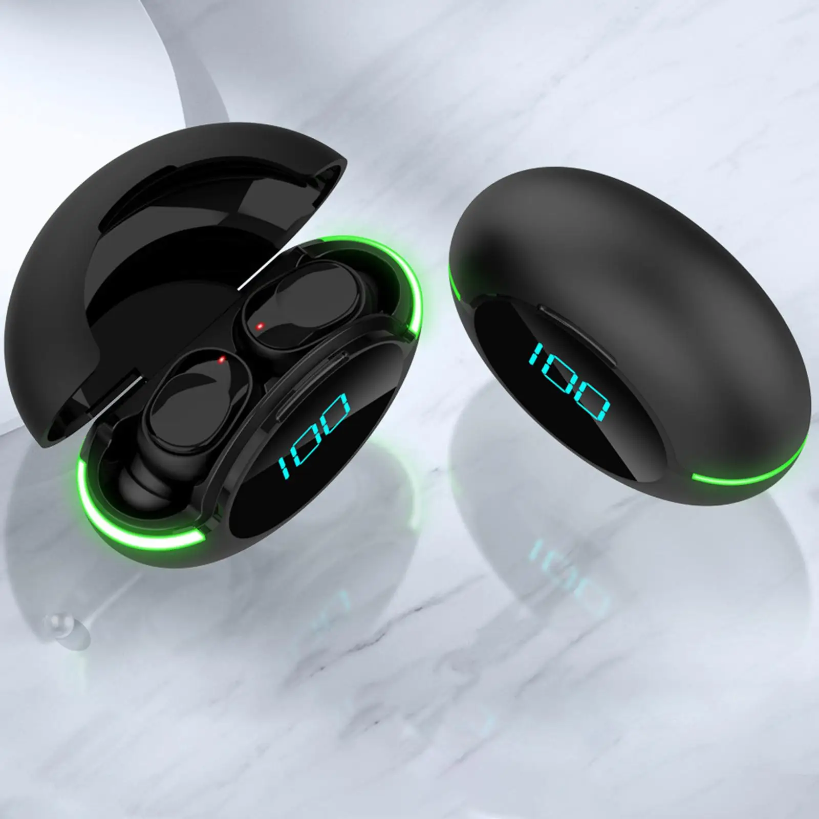 Earbuds Waterproof with Microphone Stereo HiFi with Charging Case LED Display Headphones for Running Sport Outdoor