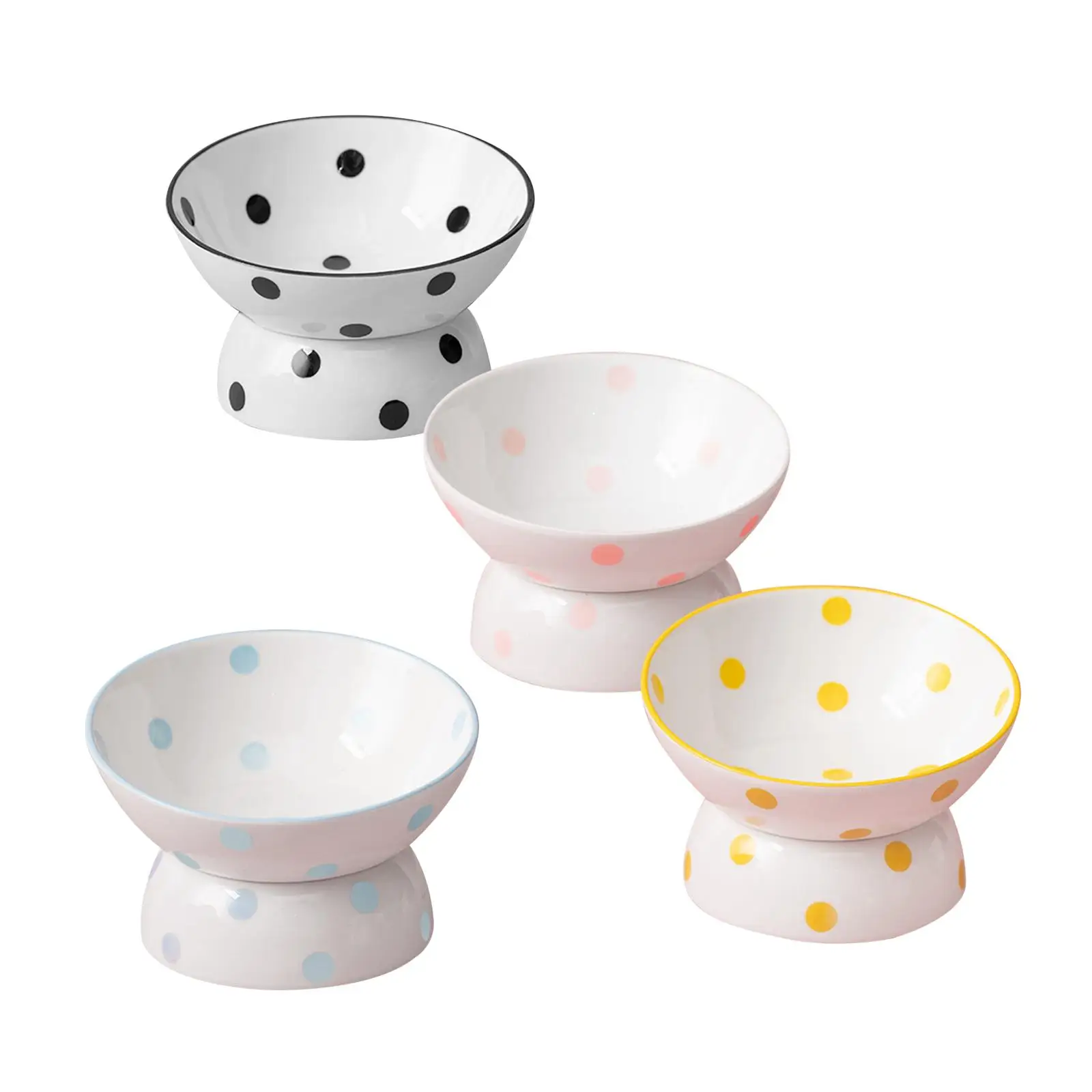 Capacity 200ml Ceramic Elevated Cat Feeder Bowl Slant Porcelain Pet Cat Dish Cat Feeding Watering Supplies Anti Skid Stable Base