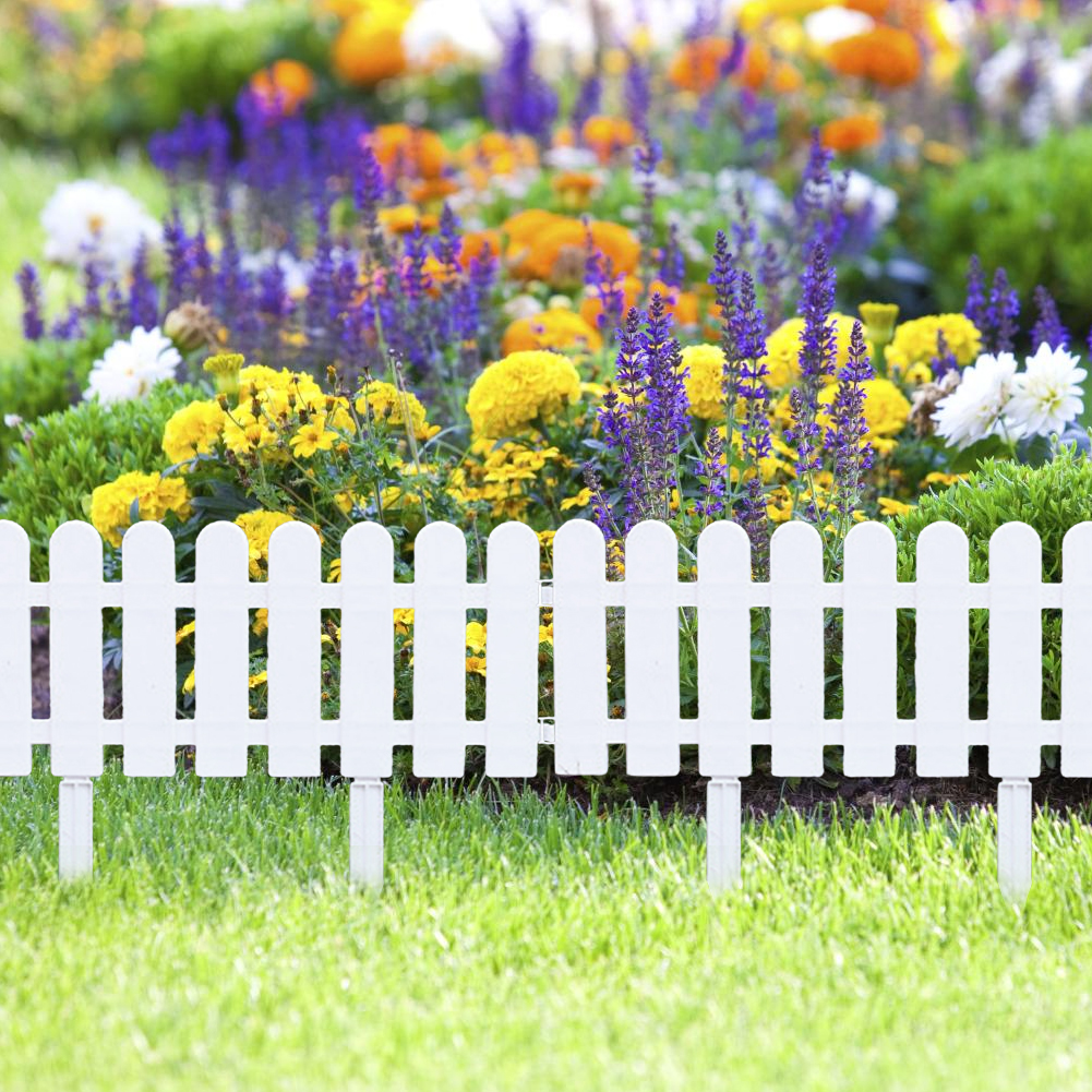 Grass Lawn White Edgings Path Panel Flowerbeds Plant Border Garden Fence Picket