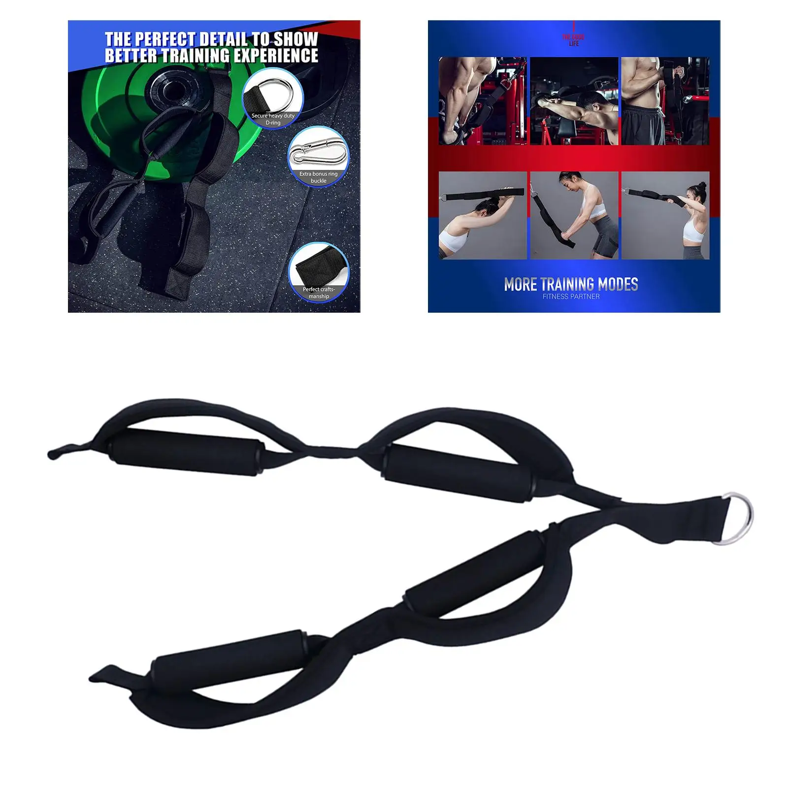 Cable Attachment Tricep Bicep Rope Pully Handles Strap Gym Accessory Equipment