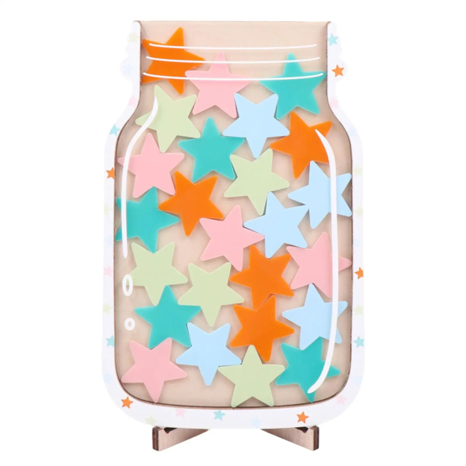 Reward Jar with Stars Kids Responsibility Wood Gifts Toddlers Good Behaviour Reward Jar Ornament for Home Students Teachers