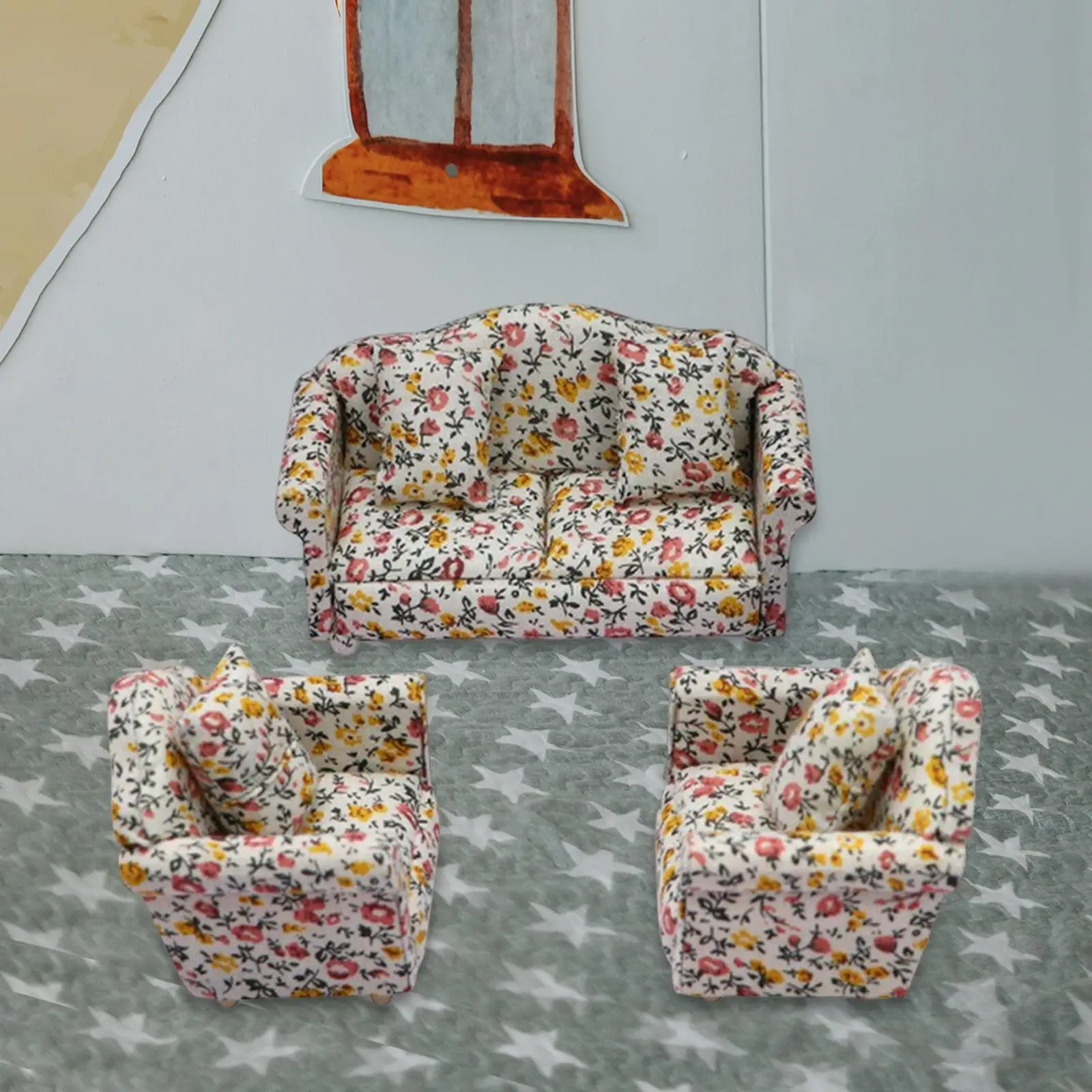 Miniature Dollhouse Couch Accessories Dollhouse Fine Workmanship 1:12 Sofa Model for Landscape Living Room Home Decor