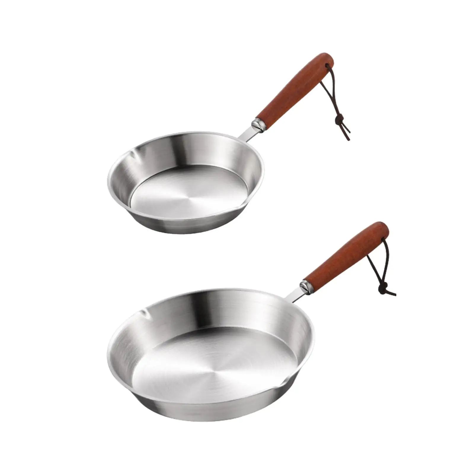 Kitchen Stainless Steel Fry Pan with Dual Spout with Long Handle Steak Grilling Pan Butter Warmer Skillet for Kitchen Rvs Travel