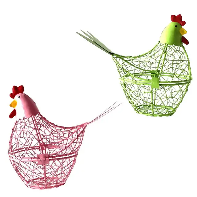 Egg Basket Iron Wire Chicken Shaped Egg Holder Easter Eggs Storage