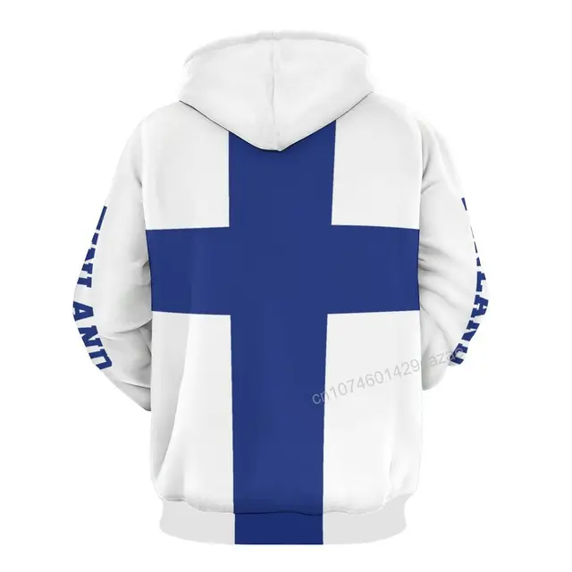Finland Country Flag 3D Hoodie Polyester Cool Men Women Harajuku