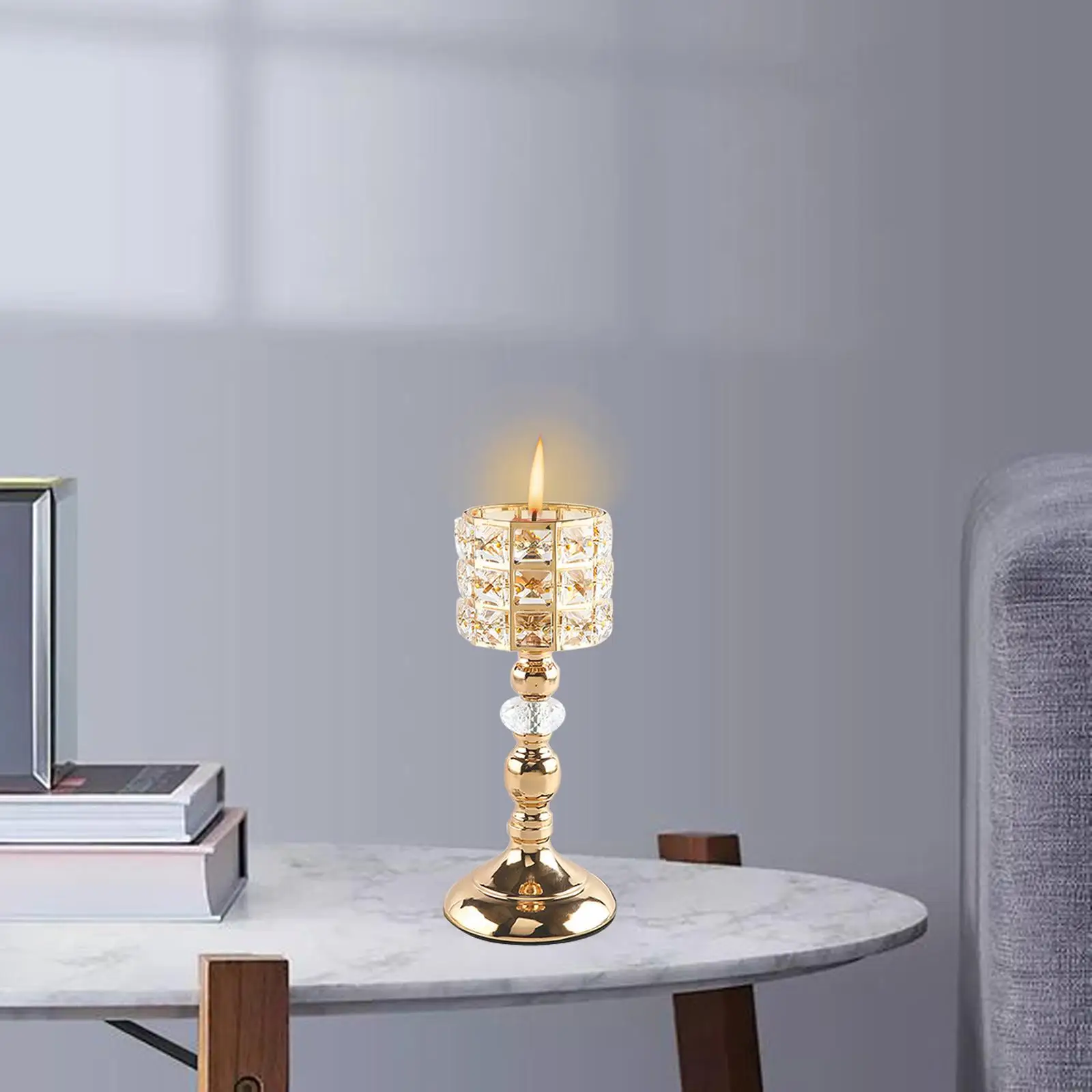 Modern Crystal Candle Holders Candlesticks Decorative Candelabra Stand Tea Light for Dinner  Fireplace Pillar Taper Candle