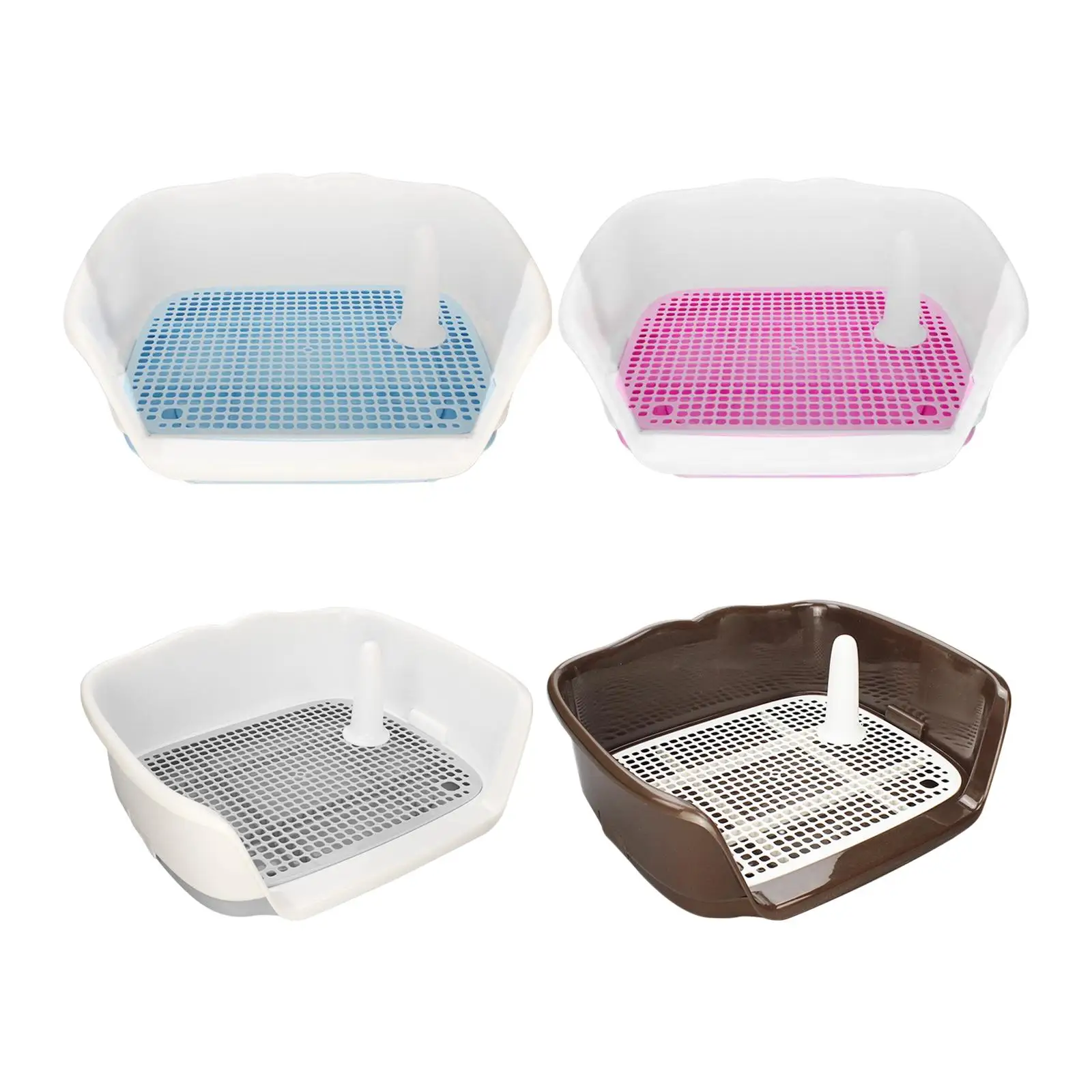 Indoor Dog Potty Tray Small Dog Urinal with Protection Wall Every Side Litter Box with Removable Post Keep Floors Clean Toilet