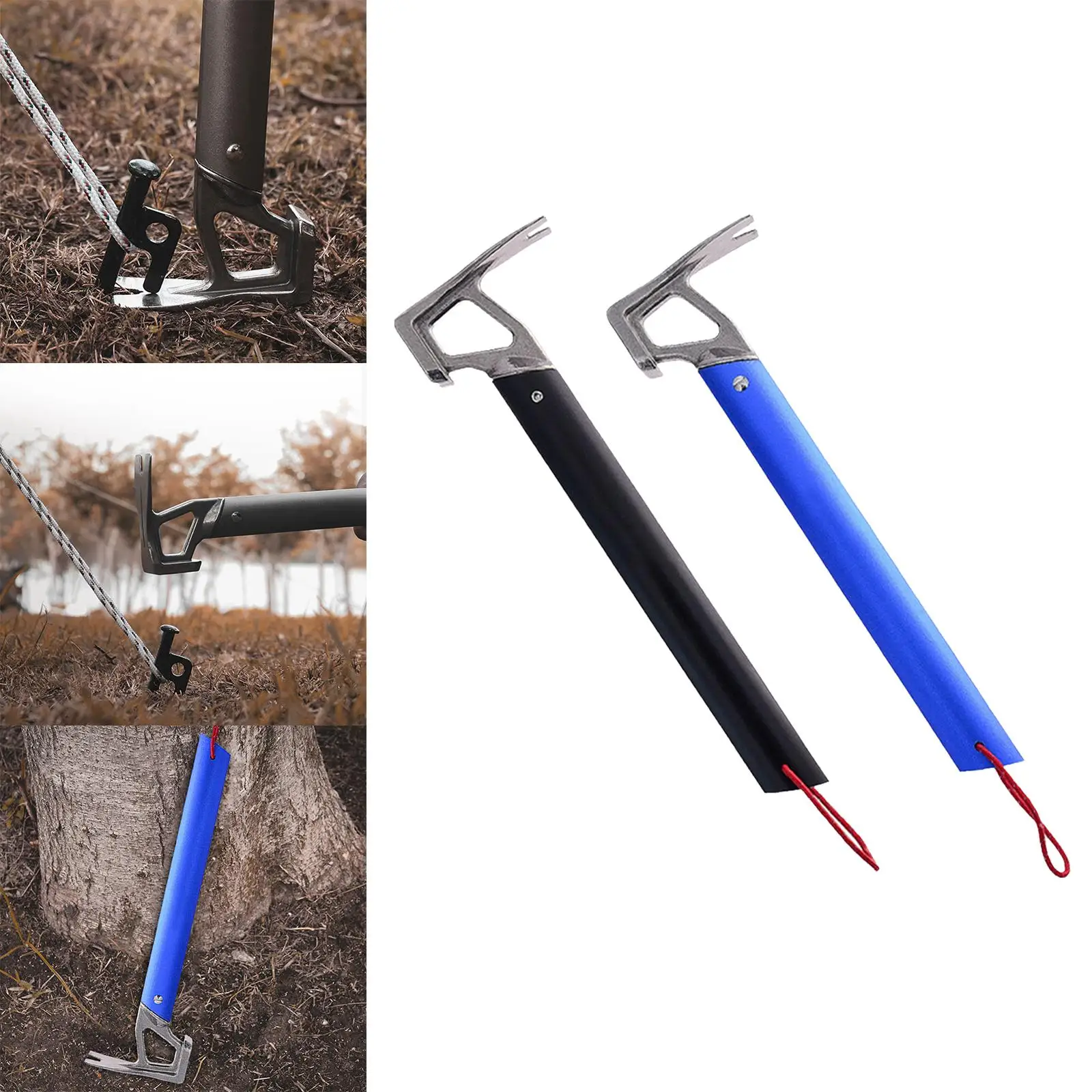 Tent Mallet Extractor Portable Aluminum Handle Tent Stake Hammer for Backpacking Outdoor