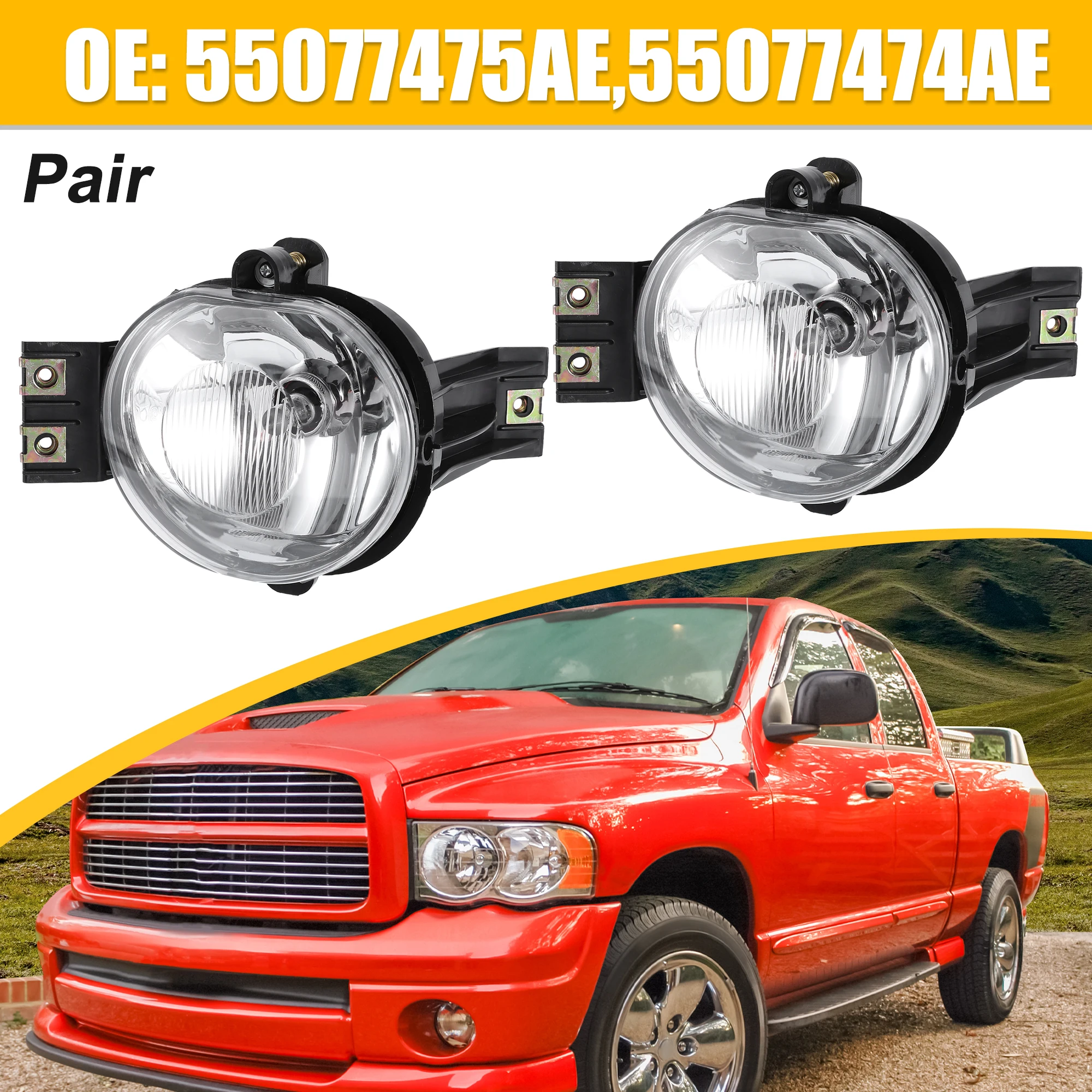 Par de luces antiniebla para Dodge Ram con lente transparente