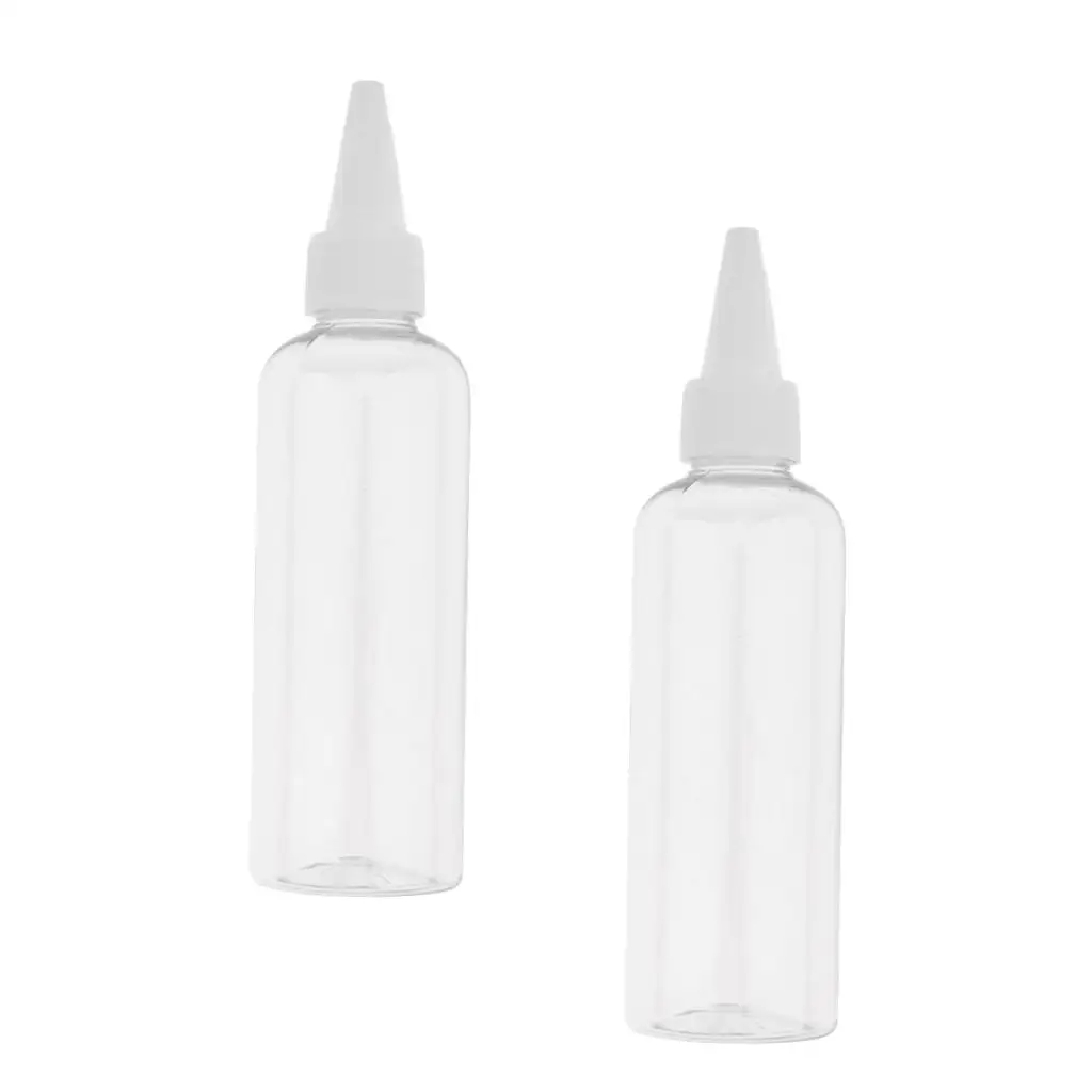 2 Pcs 100ml/3.5 Bottles Bottle Refillable Cosmetic  Pointed Cap for Shampoo,Conditioner,Lotion,Toiletries