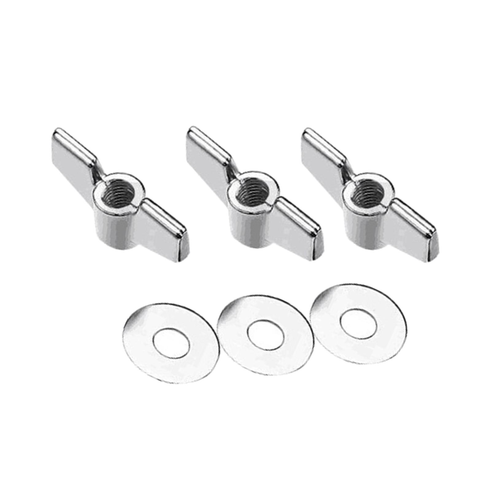 3Pcs Cymbal Wing Nuts with Washers Durable Metal Drum Accessory Heavy Duty Musical Instrument Parts Practice Cymbal Accessories