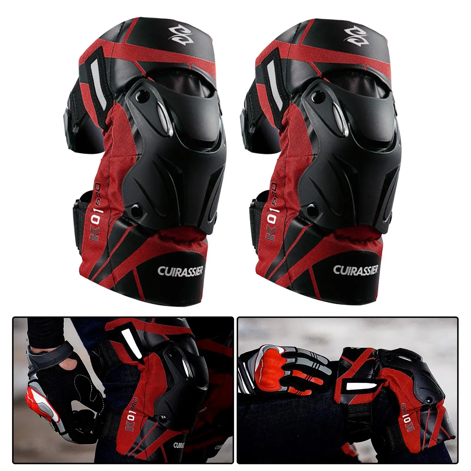 2x Motorcycle Knee Pads Knee Brace Fit for Motocross Racing Flexible Bending 3D High Brightness Reflective