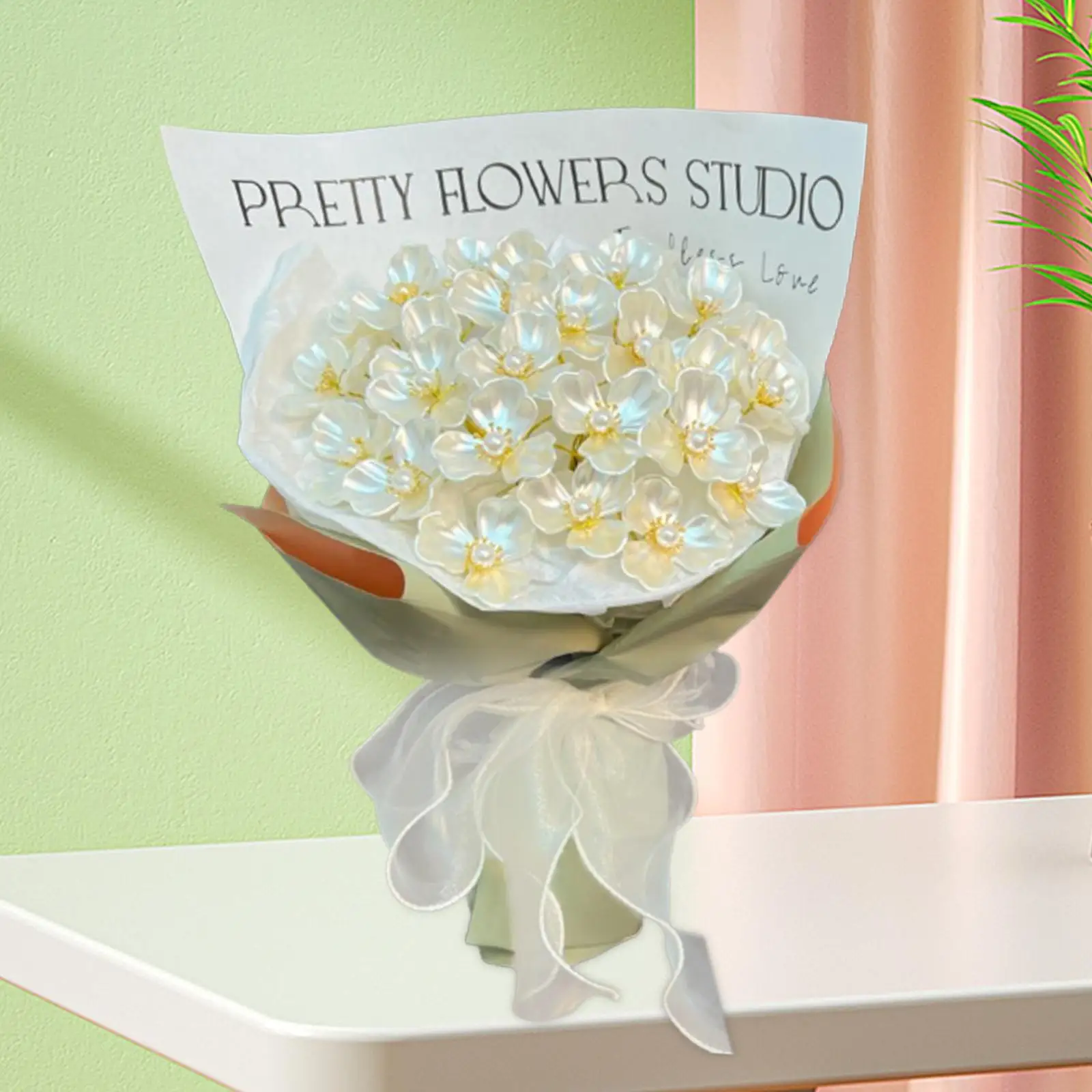 DIY Simulation Magnolia Flower Bouquet Unfinished Material Kits Lovely Eternal Blessing Floral Arrangement