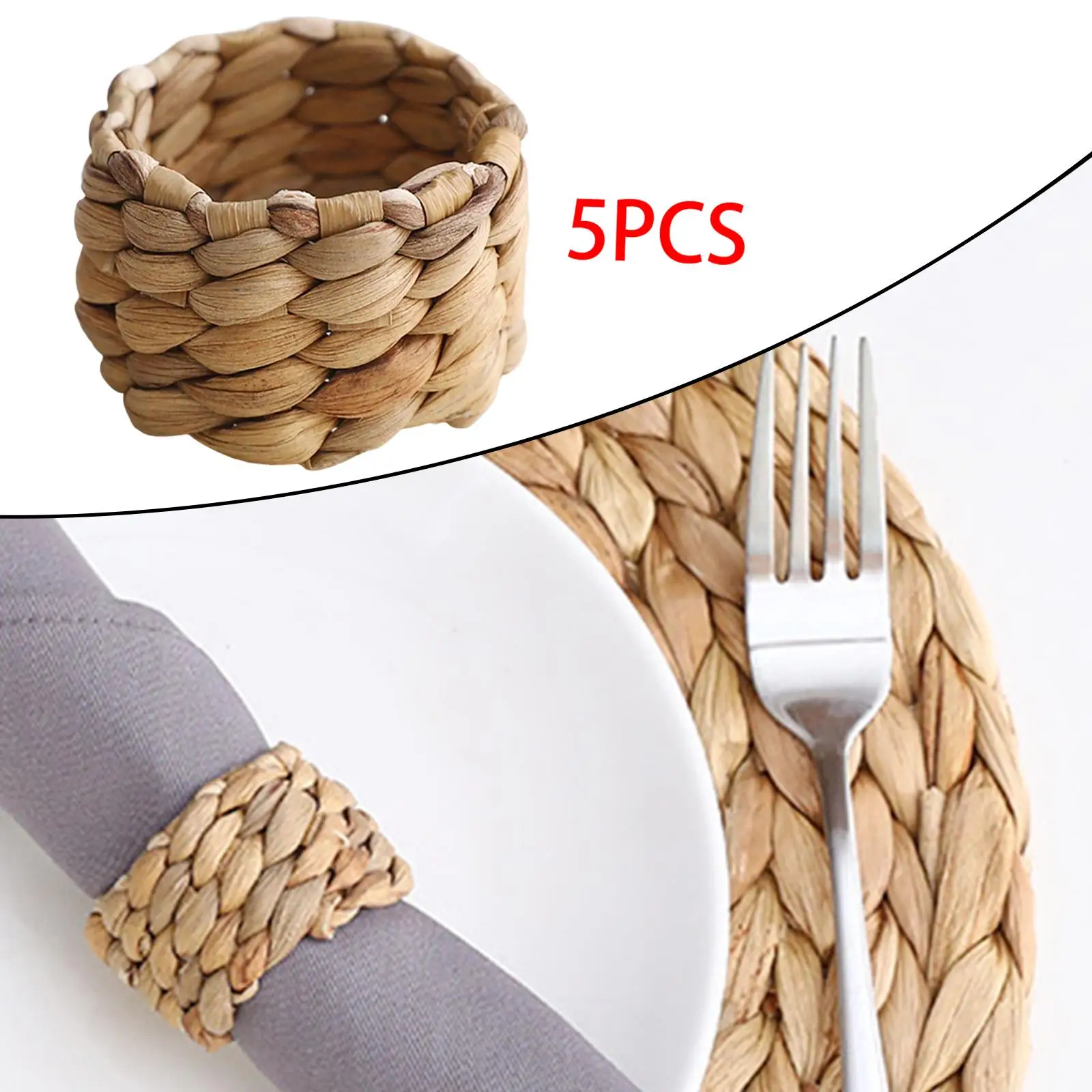 5 Pieces Napkin Ring Holders Decorative Woven Napkin Buckle Holder for Candlelight Dinner Family Special Events Gatherings Decor