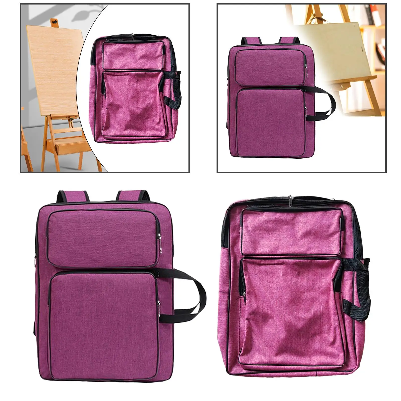 Art Portfolio Case Portable Carrying Bag Artists Backpack for Cleaning Pot Palette Display Screen Painting Tool Sketch Books