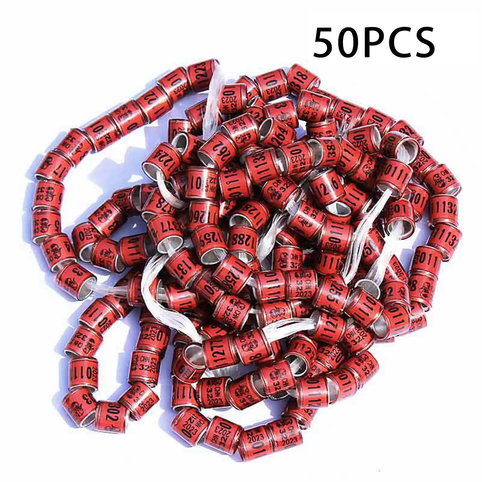 50pcs 2023 Racing Pigeon Leg Rings Numbered Dove Foot Bands for Bantam Finch