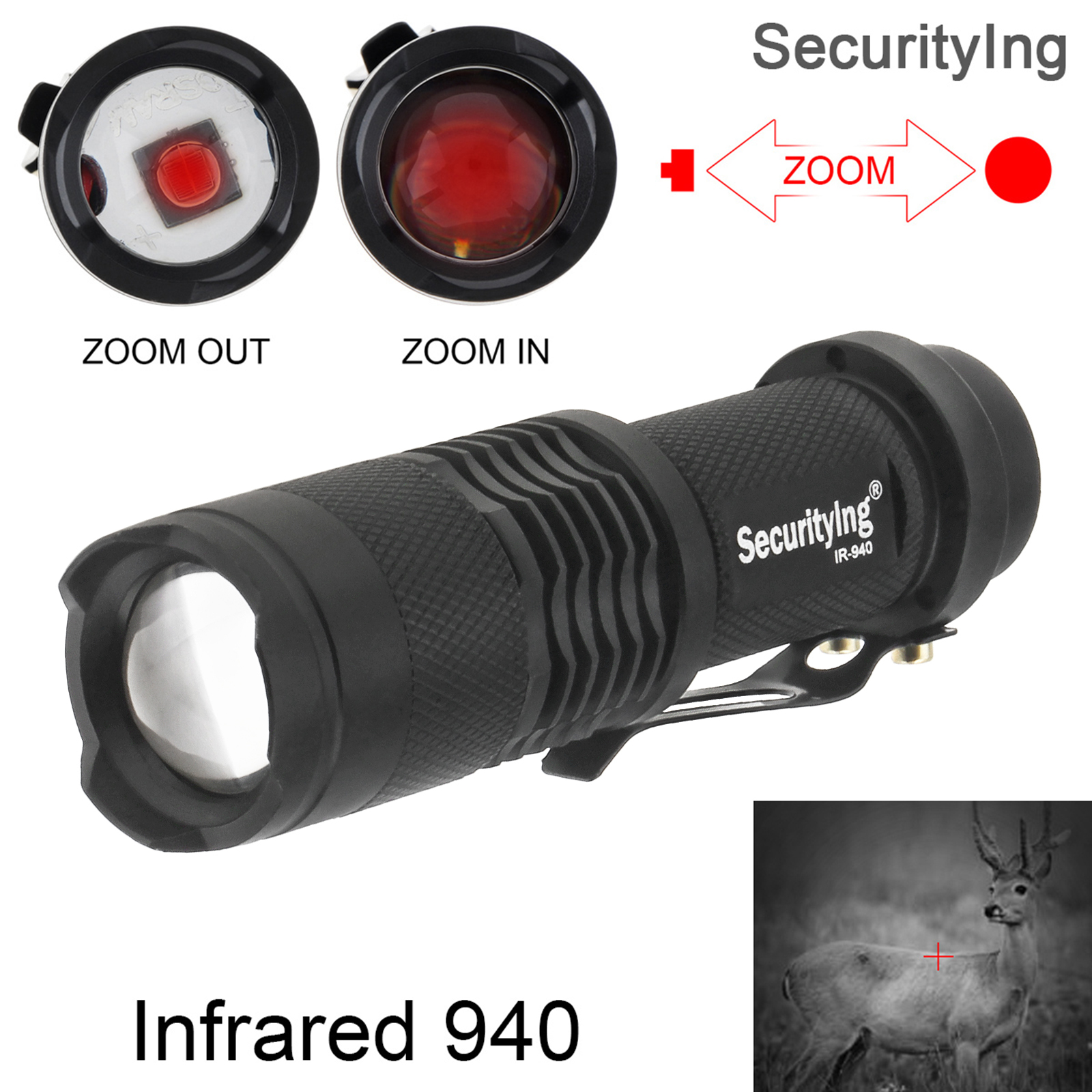 SK68 Zoom Lanterna LED, visão noturna IR,