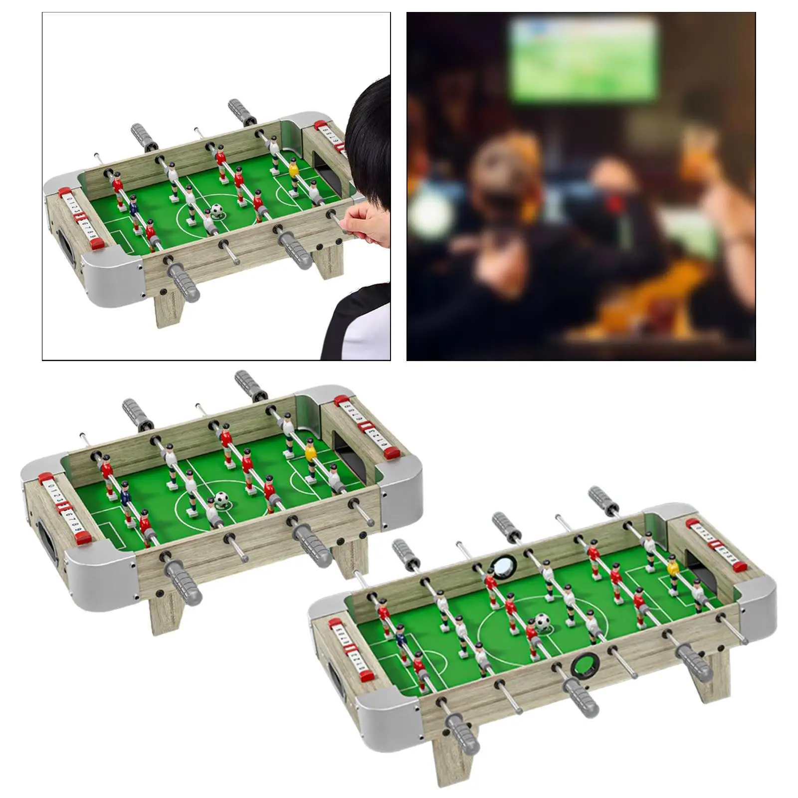 Desktop Football Table Tabletop Football Soccer Pinball Games Two Hands Developmental Toy Interactive Toy Wooden DIY for Sports