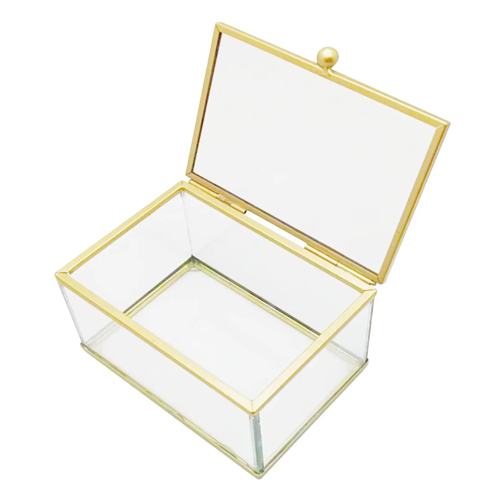Glass Jewelry Box Keepsake Box Necklace Bracelets Metal Frame for Wedding
