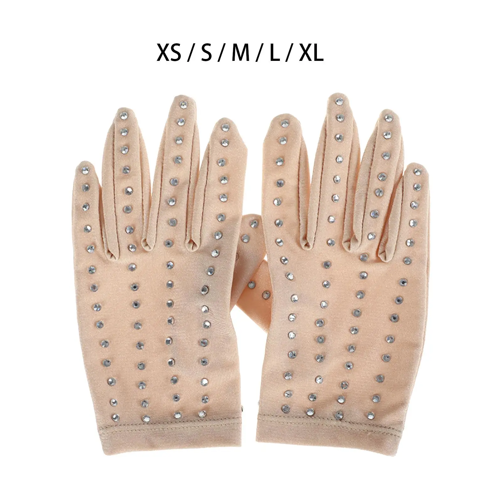 Women Ice Figure Skating Gloves with Rhinestones Decoration Fashion Skating Accessories for Show Performance Competition Dance