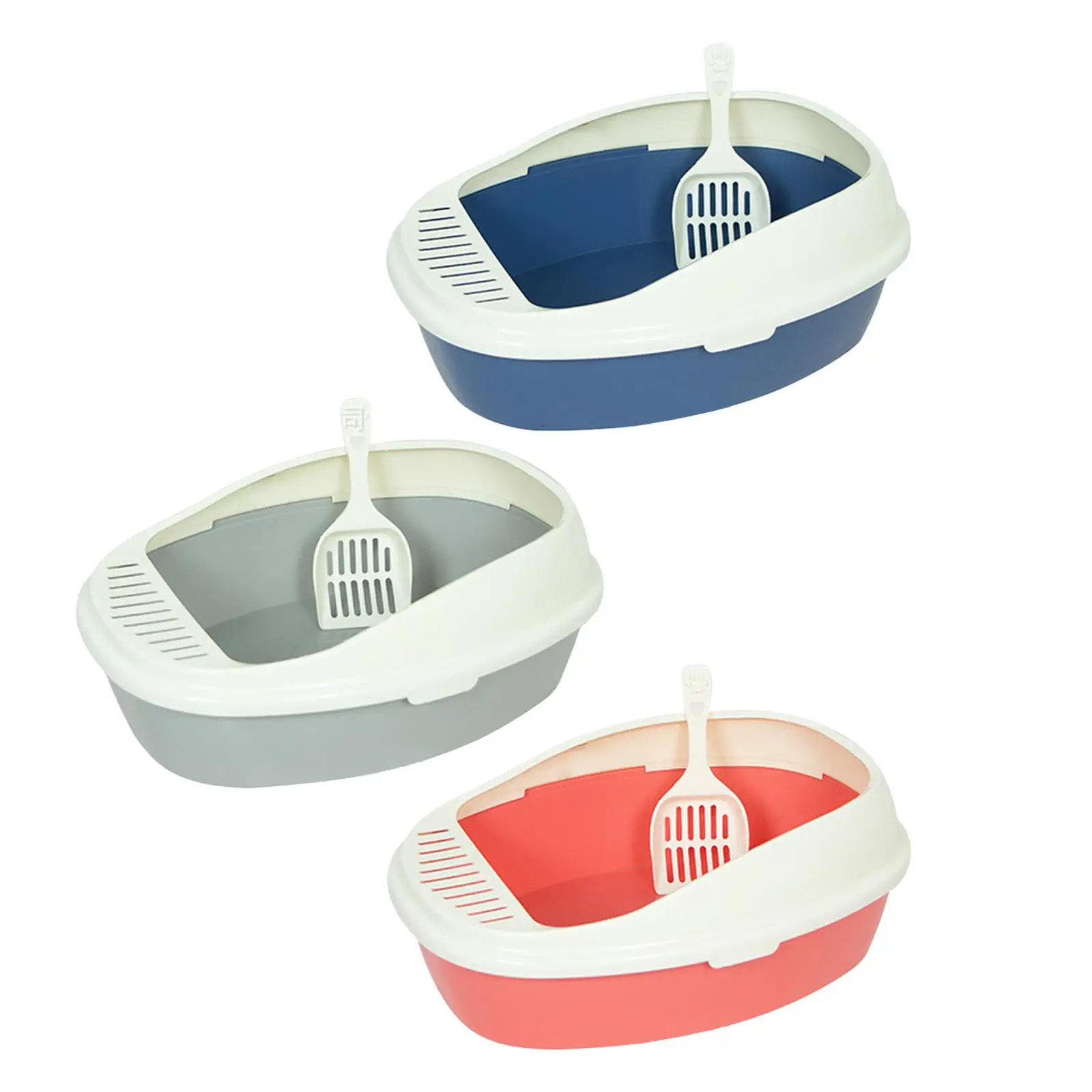 Cat Litter Box, Cat Sand Basin Durable Semi Enclosed Kitty Litter Pan Large Kitten Potty Toilet for Small Pets Pets Accessories