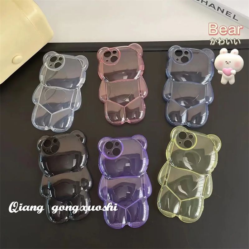 cheap iphone xr cases Super Cute Cartoon 3D Transparent Bear Soft Phone Case For IPhone 12 11 13 Pro Max XR X XS Max Girl Animal Shockproof Soft Cover xr phone case