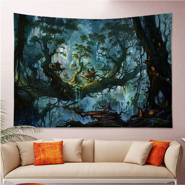 Fantasia mundo floresta cenário anime tapeçaria hippie flor tapetes de  parede dormitório decoração arte decoração para casa - AliExpress