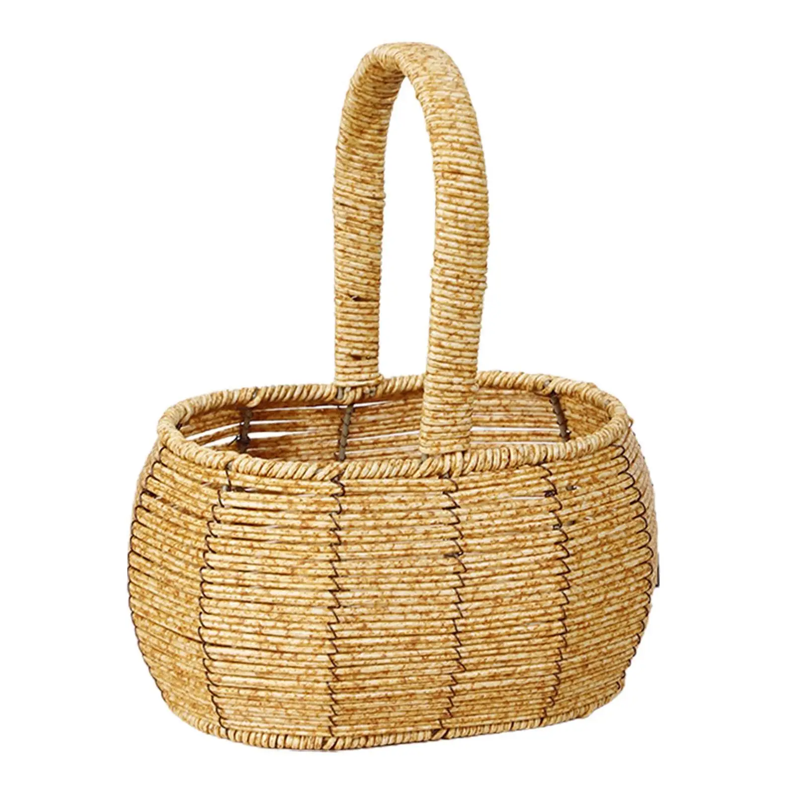 Storage Basket with Handles Fruits Holder Decor Handwoven Basket Flower Basket for Wedding Picnic Basket for Gardening Farmhouse