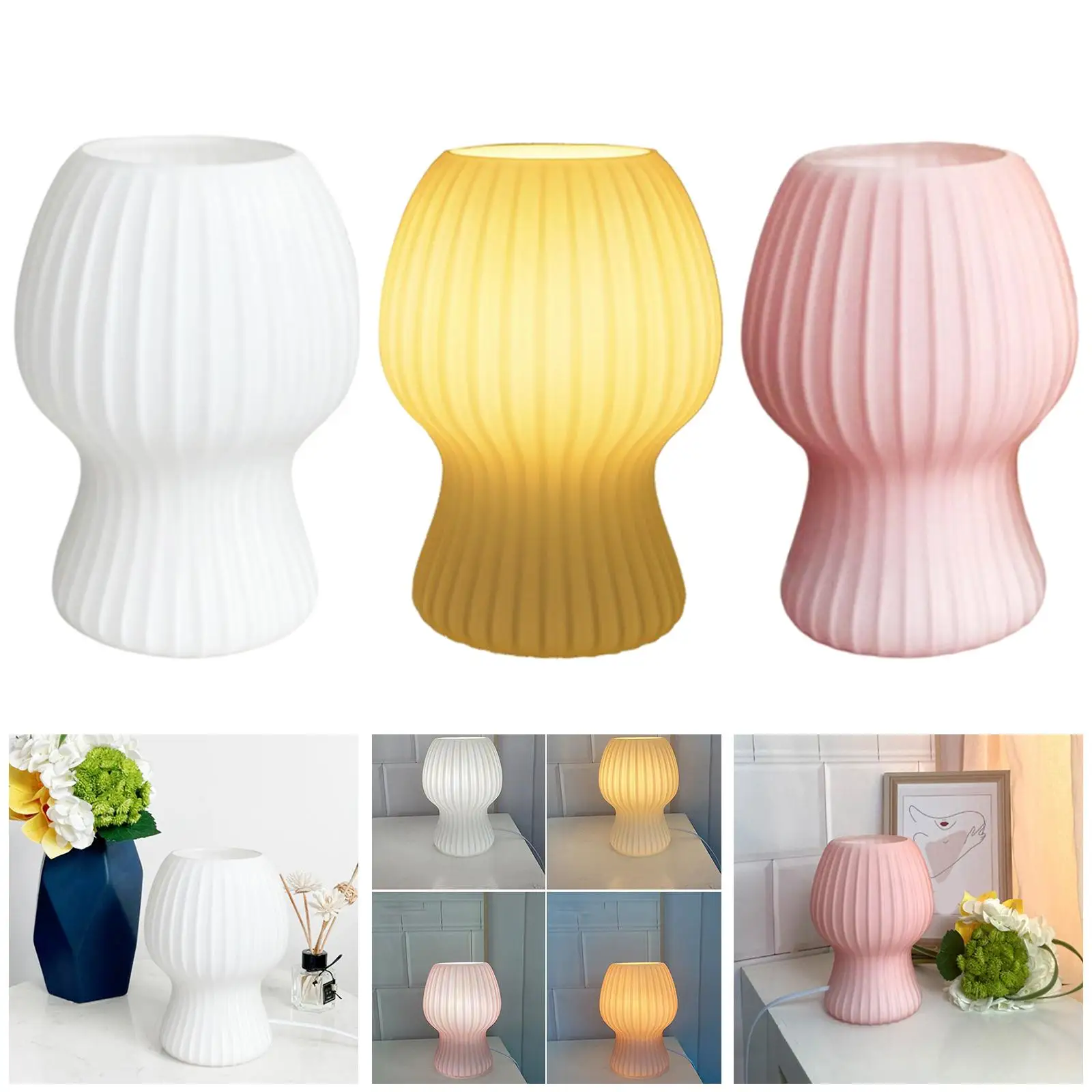 Striped Glass  Lamp Bedside Lamps Modern Night Light for NightStand Office Bedroom Household Decorative