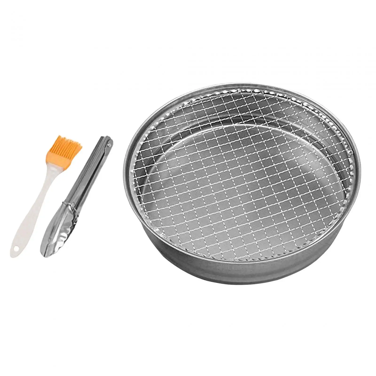 Disposable Charcoal Grill Portable Stainless Steel Baking Tray with Brush and Tongs for Cooking Patio Backpacking Hiking
