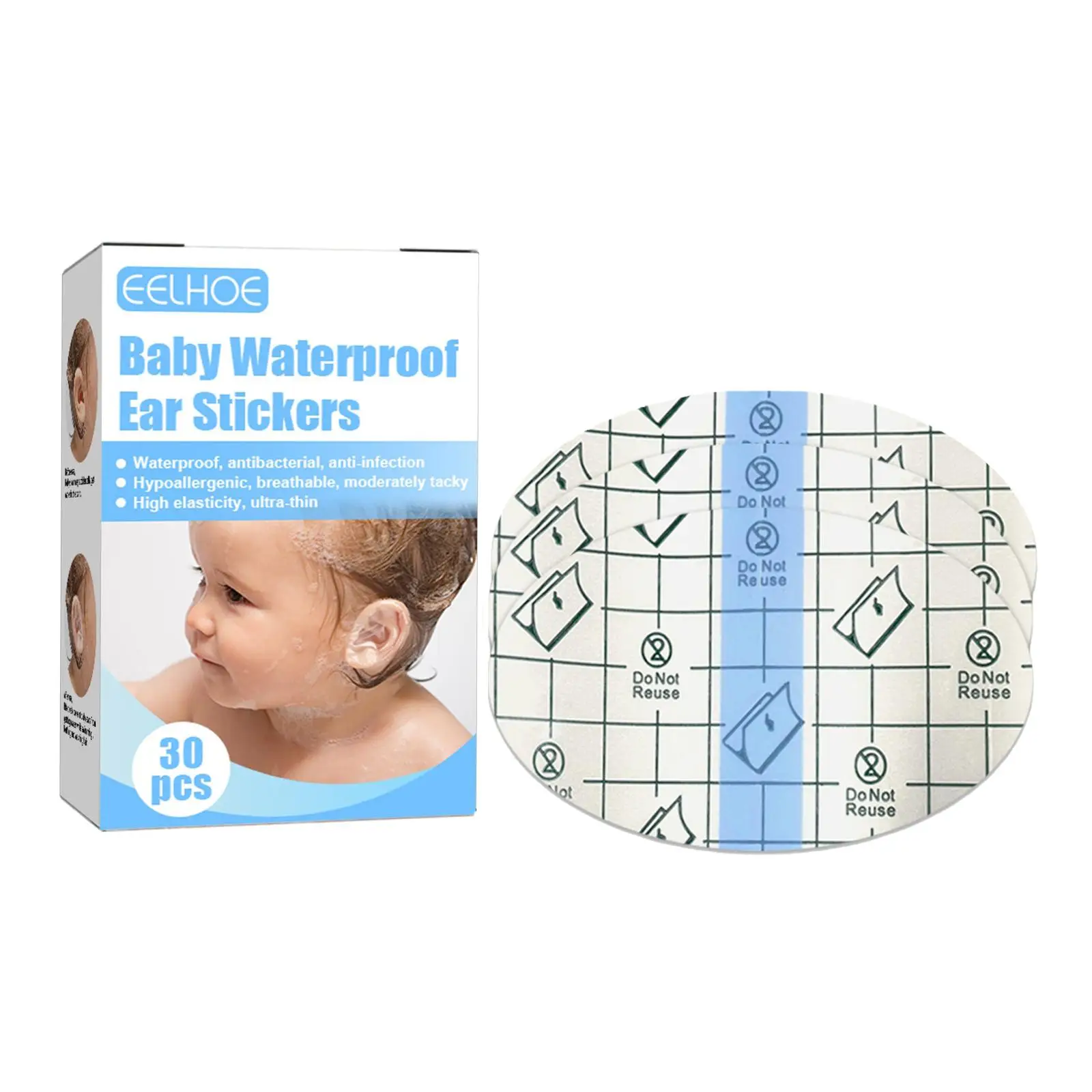 30 Pieces Baby Waterproof Ear Stickers Portable for Water Sports Newborn Ear Protection