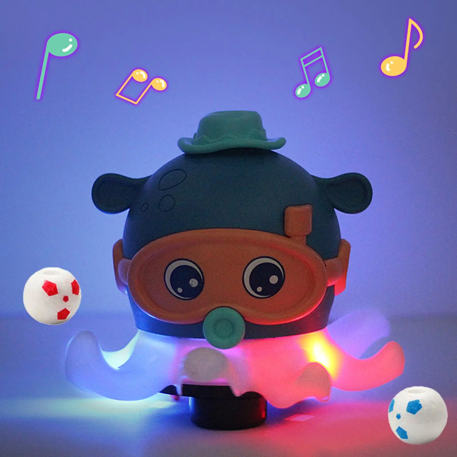 Cute Walking Octopus Blowing Ball Toys with Light Music Fun Ball Floating