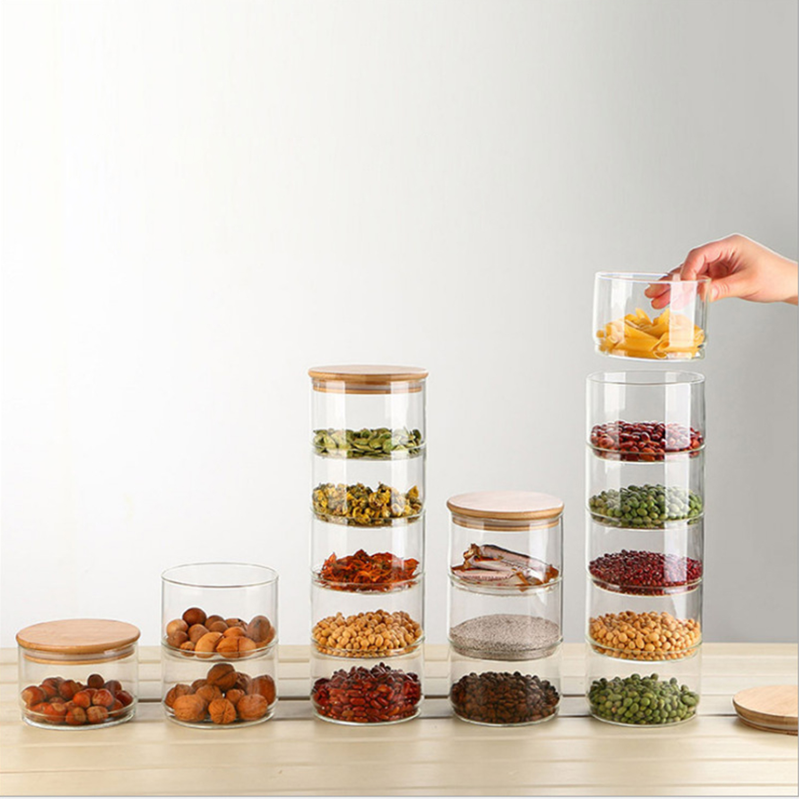 4-Tier Stackable Glass Jar