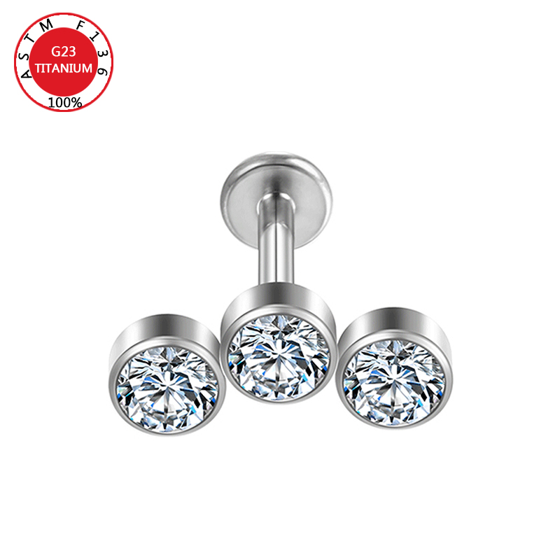 ASTM F136 Titan Zirkon Ohrstecker Labret Ohrstecker Lippenring Nasennagel Knorpel Helix Lappen Muschel Ohrringe Körperpiercing Schmuck – Detail 5