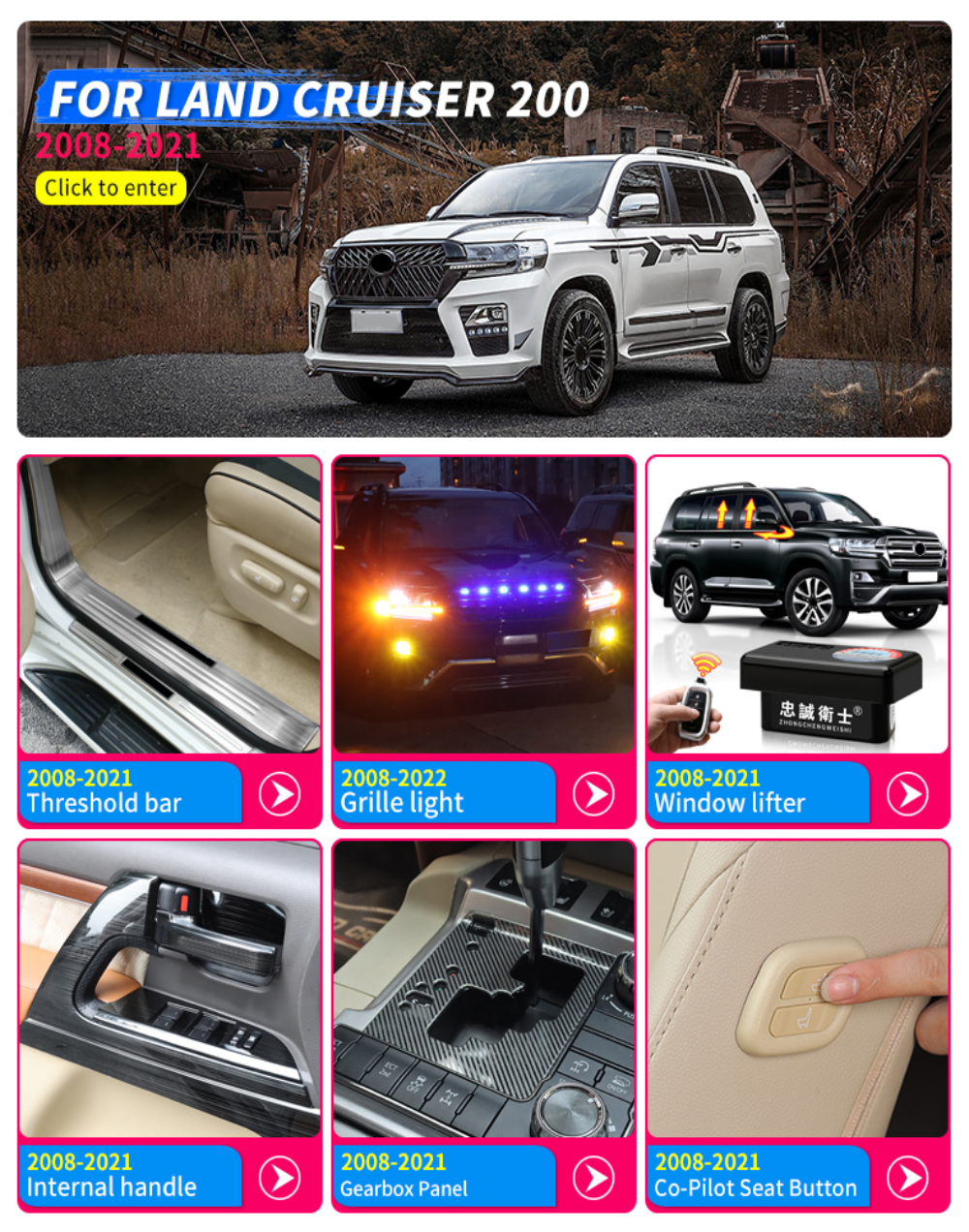 2010-2021 Suitable for Toyota Land Cruiser Prado 150 200 Fj150 LC200 Rearview Mirror Rain-Proof Modification Accessories