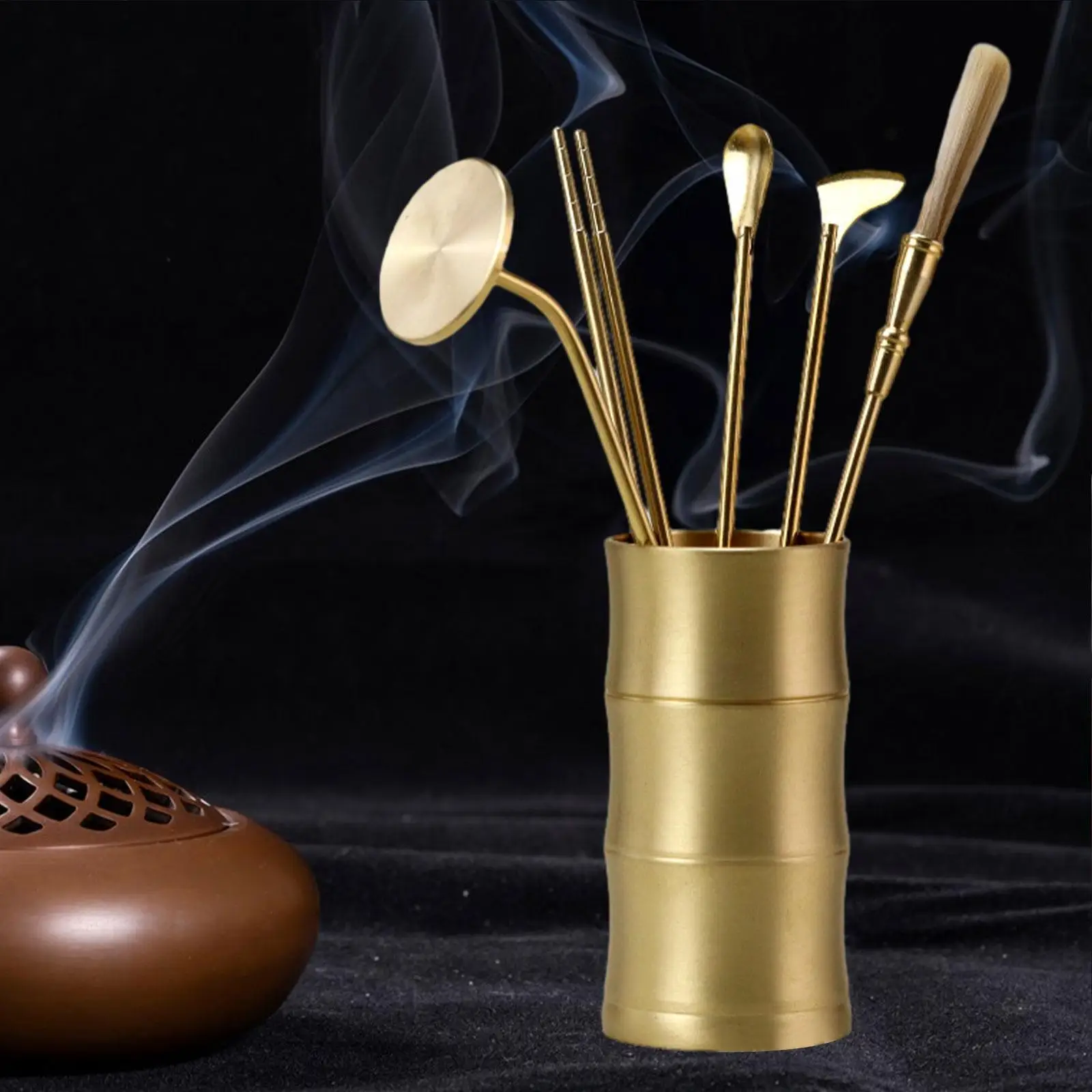 5 Pieces Incense Making Kit Incense Brush Ash Press Long Handle Incense Chopsticks Censer Tool Set Professional DIY Fragrance