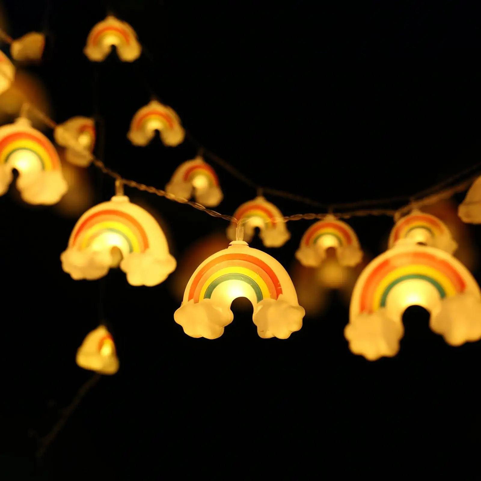 Rainbow String Lights Fairy Lights Decorative Contain 20 Lights Lamp for Outdoor Pathway Summer Beach Camping Wedding Decor