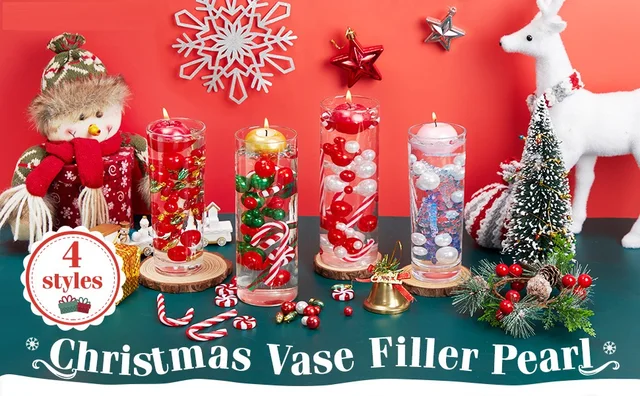Christmas Decorations Pearl For Christmas Vase Filler Filler Red