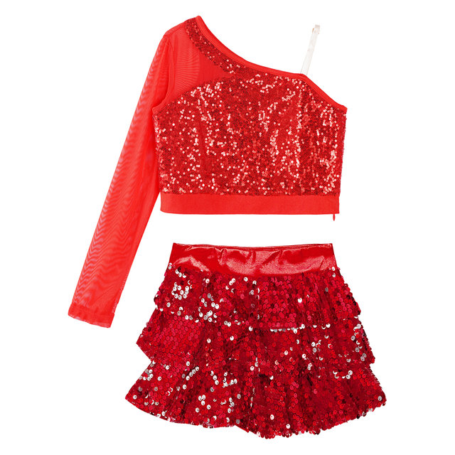 red sequin dance top