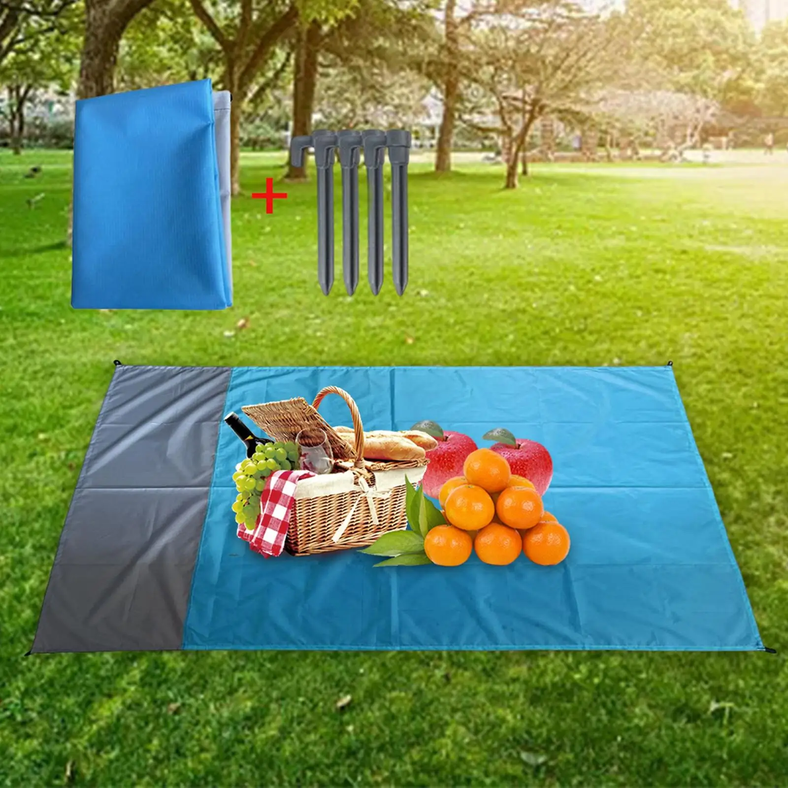 Waterproof Beach Blanket and 4 Durable Stakes Portable Quick Drying 79