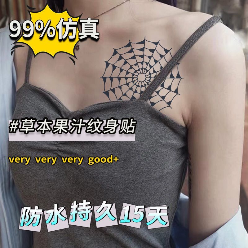 Kräuter tattoos Spinnennetz temporäre wasserdichte Tätowierung für Frauen Spinnennetz dauerhafte Arm Tatto Kunst Punk Tattoo Festival billige Waren – Detail 5